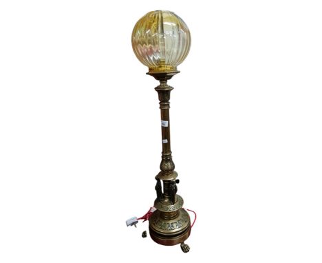 VICTORIAN BRASS LIGHT WITH SHADE 
