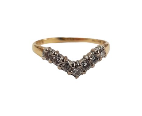 18 CARAT YELLOW GOLD AND DIAMOND WISHBONE RING 