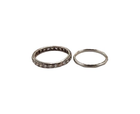 18 CARAT WHITE GOLD WEDDING BAND &amp; 18 CARAT WHITE GOLD DIAMOND ETERNITY RING 