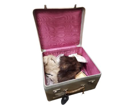 VINTAGE SUITCASE TO CONTAIN FURS &amp; OTHER ITEMS 