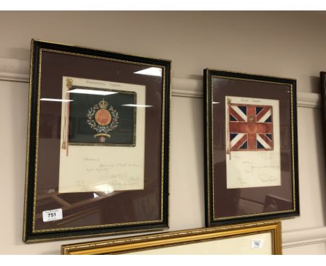 Two original painted Regimental and Kings Colours for the 9th Battalion Durham Light Infantry, signed and approved War Office
