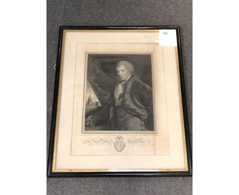 Early 19th century English school : A portrait of Sir Matthew White Ridley, M.P., steel engraving, with engraved coat of arms