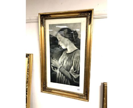 A 19th century continental monochrome engraving, portrait of a lady.  