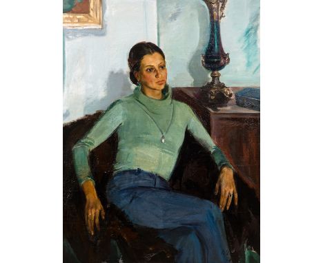 VLADIMIR UMANSKY (RUSSIAN-AMERICAN B.1948) Ballerina (Portrait of Anya), 1978 oil on canvas 195 x 89 cm (76 3/4 x 35 in.)  si