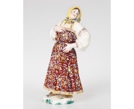 A SOVIET PORCELAIN FIGURE OF A DANCER AFTER NATALYA DANKO (RUSSIAN 1892-1942) BY EKATERINA YAKIMOVSKAYA (RUSSIAN 1895-197?), 