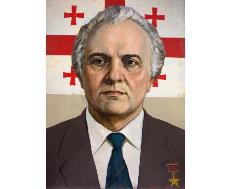 LEONID SOKOV (RUSSIAN 1941-2018) Portrait of Edouard Shevardnadze, 2007 oil on canvas 126.5 x 92.5 cm (49 3/4 x 36 3/8 in.)  