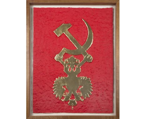 LEONID SOKOV (RUSSIAN 1941-2018) Old and New Russian Symbols, 1990 embossed lithograph and gold foil 78.5 x 57.5 cm (30 7/8 x