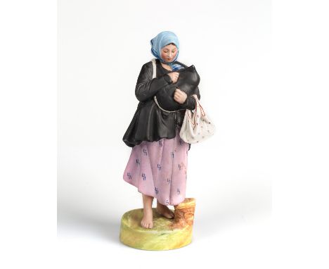 A RUSSIAN PORCELAIN FIGURE 'BITTER SHARE', AFTER GARDNER PORCELAIN FACTORY, VERBILKI, MOSCOW, 20TH CENTURY the peasant woman 