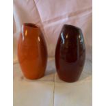 Pottery vase 8" orange and red VR 300-07