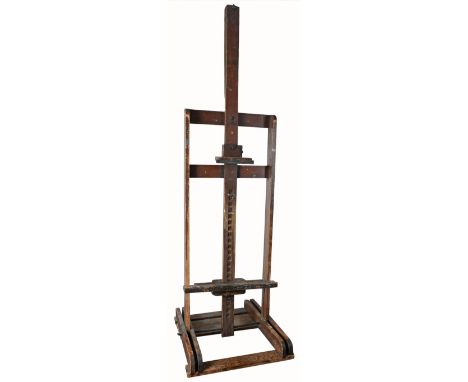 An Early 20th Century Madderton &amp; Costained pine folding easel 227cm; 89¼in high (extended)