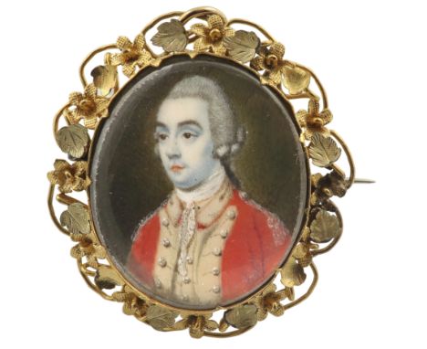 λThomas Chubbard (1738-1809)Portrait miniature of an officer in uniform, his powdered wig en queue Signed with initials TC (c