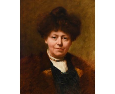 Thomas Frederick Mason Sheard (1866-1921) Portrait of Sylvia Ashbridge (née Moore) wearing a fur-lined coat Signed T F M Shea