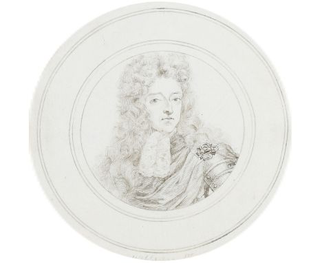 John Faber the Elder (Dutch 1660-1720) Portrait miniature of William III (1650-1702), wearing armour, lace jabot, cloak, wig 