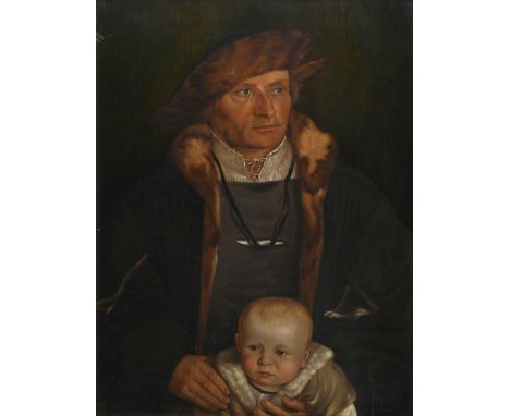 Ford Madox Brown (1821-1893) after Barthel Beham (German 1502-1540) Portrait of Hans Urmiller and his son Oil on panel Signed