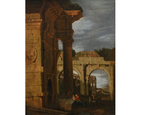 Attributed to Jean Lemaire, Called Poussin-Lemaire (French 1598-1659) Architectural capriccio of Roman ruins with the Rest on