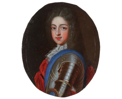 After Alexis-Simon Belle Portrait miniature of James Francis Edward Stuart (1688-1766), 'The Old Pretender', wearing a suit o