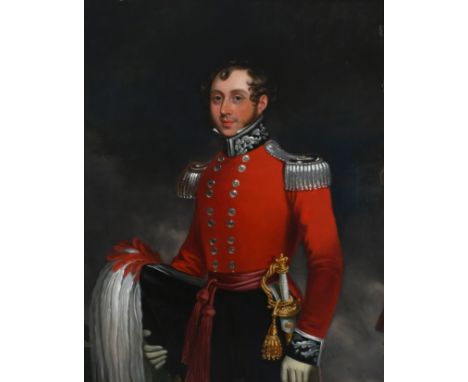 English School 19th Century Portrait of Edward Rogers of Dowdeswell, three-quarters length, in uniform Oil on canvas 111.5 x 