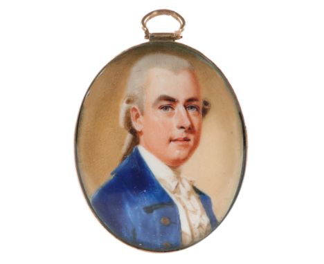 λAttributed to either Abraham Daniel (1750-1806) or Joseph Daniel (1760-1803)Portrait miniature of a gentleman wearing a blue