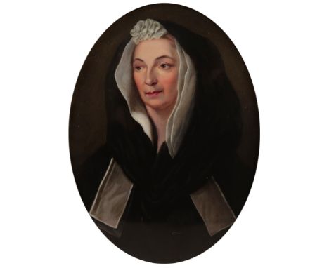 Richard Corbould (1757-1831) Portrait miniature of Mary Ainge in mourning dress Signed, dated and inscribed  Mary Ainge/17.R.