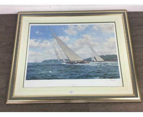 COLOURED YACHTING PRINT AFTER DAWS,84cm x 106cm, framed