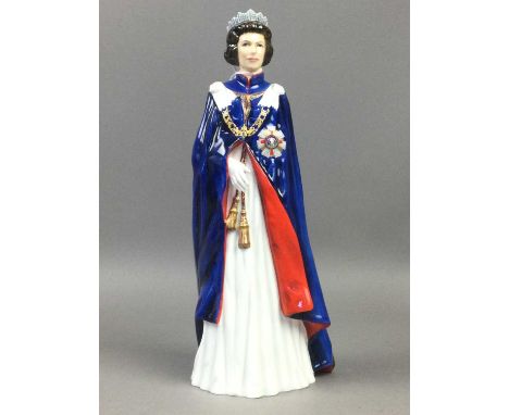 ROYAL DOULTON FIGURE OF 'QUEEN ELIZABETH II',HN 2878, 27cm high, along with other figures including a Royal Doulton figure of