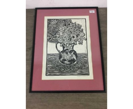 MARGARET ROBERTSON,ANEMONES,woodblock print on paper, signed, titled, dated '87 and numbered 26/30,overall size 61cm x 48cm,M