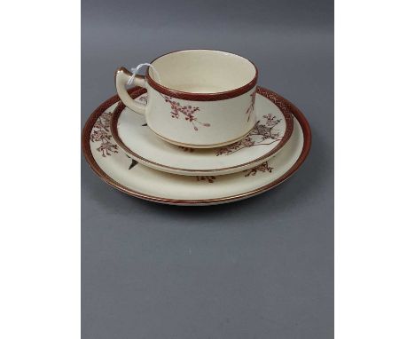 20TH CENTURY JAPANESE SATSUMA TRIO,of cup, saucer and plate, along with a Japanese satsuma koro, Chinese sancai type water dr