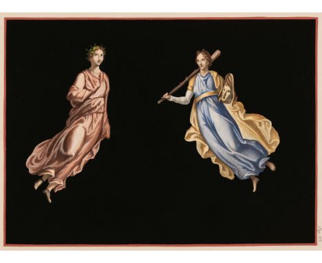 * Style of Michelangelo Maestri (1741-1812). Three original paintings taken from frescoes at Pompeii &amp; Herculaneum, circa