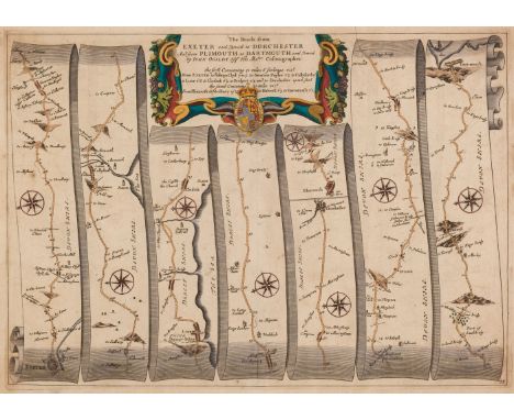 Ogilby (John). The Roads from Exeter com. Devon to Dorchester and from Plimouth to Dartmouth com. Devon [1675 or later], hand