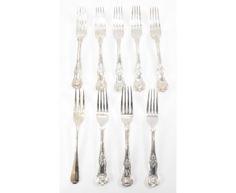 A set of eight hallmarked silver early Victorian Elizabeth Eaton dessert forks. The forks having moulded palmette motifs to t