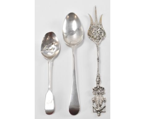 A group of silver hallmarked flatware dating from the 18th to the 20th Century. The lot to include; a George III hallmarked s
