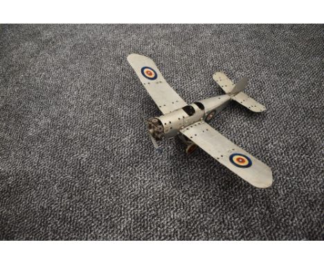 A Meccano hand built model Monoplane, RAF in grey
