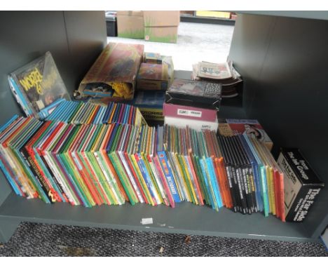 A shelf of mixed vintage Ladybird Books including 1964 The Seashore, 1968 Horses, 1971 Scouts, 1971 Arms and Armour, 1972 In 