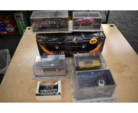 A Ertl 1;18 scale diecast, American Musle 1971 Plymouth Cuda 340 from the Don Coscarelli's Phantasm film, boxed along with fi