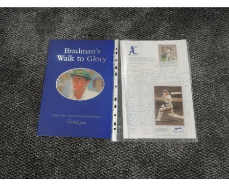 A Limited Edition Masterpiece Catalogue, Bradman's Walk To Glory bearing signature to print, with accompanying letter showing