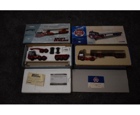 Two Corgi diecasts, King of the Road J R Adams CC12601 and Heavy Haulage GCS Johnson Skeeby Ltd CC11802, both having mirrors 