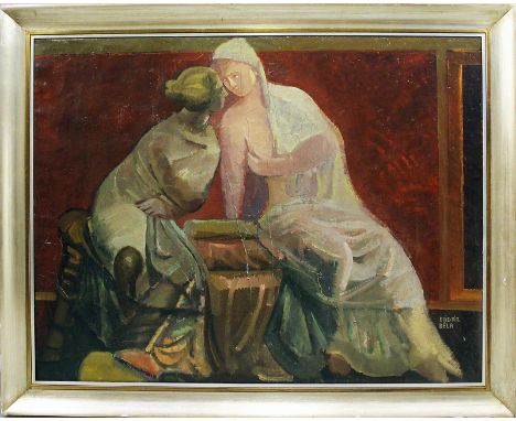   Kadar, Béla (1877 Budapest 1957), att.  Zwei weibliche Figuren im Stil der Antike. Öl/Lwd. (besch.), re. u. sign./bez.. 114