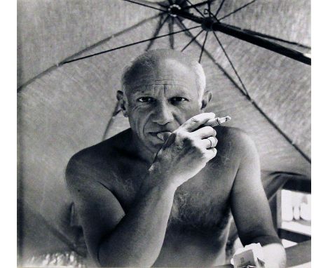   Maywald, Willy (1907 Kleve - Paris 1985), nach  Portrait von Pablo Picasso (am Strand nahe Vallauris 1947). Wohl Silbergela