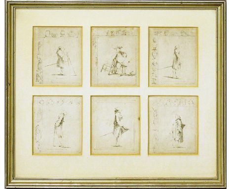   Saint-Non, Jean-Claude Richard de (1727-1791)  Serie von sechs neapolitanischen Karikaturen wie "Duc Napolitain", so unterh