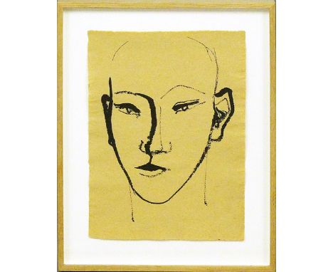   Seitz, Gustav (1906 Mannheim-Neckarau - Hamburg 1969)  Portrait. Tusche/Papier (l. Randmängel). Blattmaß ca. 26x 19 cm. Im 