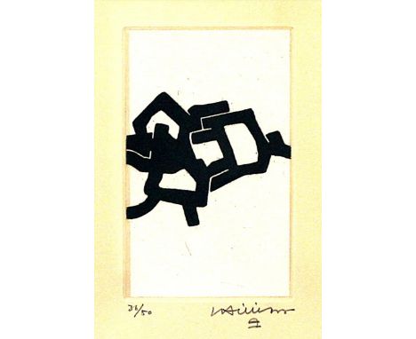   Chillida, Eduardo (1924 San Sebastián 2003)  "Burni Bizi (Lebendiges Eisen)". Radierung (Rand gebräunt, fleckig), re. u. mi