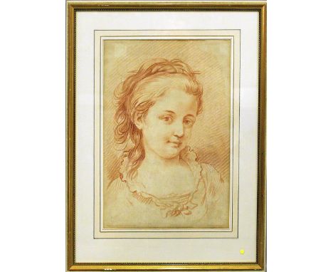   Demarteau, Gilles (1722 Lüttich - Paris 1776)  Portrait einer jungen Frau nach der Rötelzeichnung von Charles Vanloo. Stich