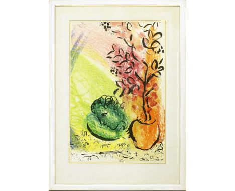  Chagall, Marc (1887 Witebsk- Paul de Vence 1985)  "LE BOUQUET DE PARIS, 1954". Farblithographie (gebräunt, nicht ausgerahmt