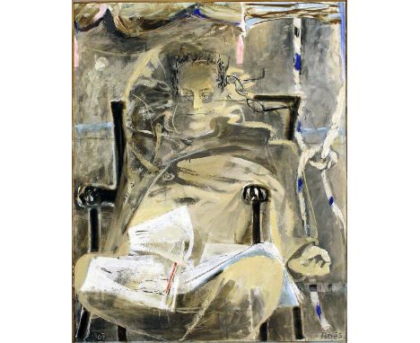   Boes, Bernhard (geb. 1931)  Abstraktes Portrait. Öl/Lwd., re. u. sign. und li. u. dat. 1967. 105x 85 cm. Leiste.          