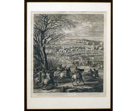   Bonnart, Robert (1652 Paris 1733)  Darstellung einer Reiterschlacht des Prinzen von Oranje gegen den Duc de Orleans. Radier