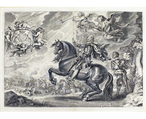   Diepenbeeck, Abraham van (1596-1675)  Zwei Kupferstiche (Knickfalte und l. fleckig): "La bataille gaignée" und "Les haras".