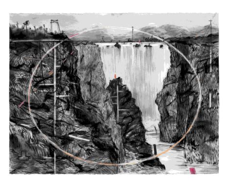 William Kentridge (born 1955)Colonial Landscape - Waterfall, 1995-1996 signed 'KENTRIDGE' (lower right)charcoal and pastel on