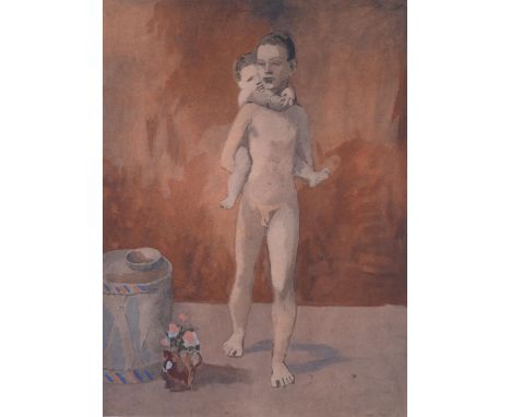 After Pablo Picasso, young man and child, pochoir, 1928, 24.5cm x 18cm, mountedGood condition
