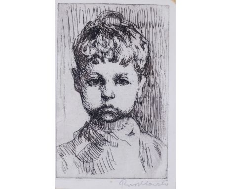 Z Ruszkowski, portrait of the artist's son Christopher, etching, plate 13.5cm x 8.5cm, signed in pencil, framed, ex-Collectio