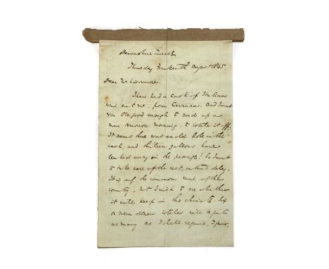 A signed letter by Charles Dickens,on paper, dated Thursday 14th August 1845, Devonshire Terrace, addressed to Mr Livermore, 